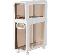 Armadietto portaoggetti con 4 cassetti e rotelle, mobile angolare da pavimento, grande capacità, cassettiera stretta, contenitore verticale per bagno, 4 ripiani