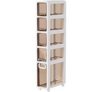 Armadietto portaoggetti con 4 cassetti e rotelle, mobile angolare da pavimento, grande capacità, cassettiera stretta, contenitore verticale per bagno, 4 ripiani