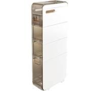 Armadietto portaoggetti con clip per bagno, con cuciture ultra strette, credenza da cucina, armadio da pavimento con cassetti trasparenti e ruote per armadi, camera da letto, lavanderia, bianco, terzo