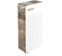 Armadietto portaoggetti con clip per bagno, con cuciture ultra strette, credenza da cucina, armadio da pavimento con cassetti trasparenti e ruote per armadi, camera da letto, lavanderia, bianco, terzo