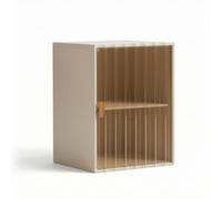 Armadietto Portaoggetti Credenza Contenitore Cassapanca Compatto con Frontale Zigrinato E Maniglia Laterale con Mensola Interna in PET PP Adatto a, Trasparente Marrone, Grande