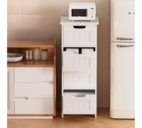 Armadietto portaoggetti da bagno a 4 cassetti, cassettiera bianca, armadio portaoggetti da terra per soggiorno, cucina, corridoio BIANCO