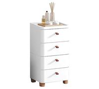 Armadietto portaoggetti da bagno bianco a più livelli in plastica con cassetti e ruote, contenitore laterale stretto, soluzione versatile e salvaspazio per la casa