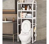 Armadietto portaoggetti da bagno con cestello estraibile in rete e ripiano retrattile autonomo per WC (bianco a 3 strati)