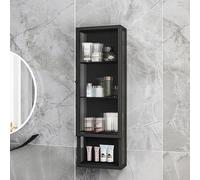 Armadietto portaoggetti da bagno con porta in vetro con struttura in ferro, organizer da appendere per trucco e medicine