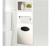 Armadietto portaoggetti da bagno in acciaio inox con porta carta igienica, salvaspazio, inclinabile, per bagno, camera da letto, ufficio, cucina, organizzazione