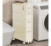 Armadietto Portaoggetti Da Bagno Stretto, Organizer A Più Livelli Sottile Con Cassetti, Mobiletto Cucina Con Ruote, Unità Salvaspazio, Piccolo, Per Piccoli Spazi(White,43*18*91.5cm/16.9*7.1*36in)