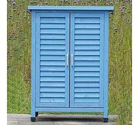 Armadietto portaoggetti da esterno in legno massello, capanno for attrezzi da giardino resistente alle intemperie, box da giardino impermeabile con serratura, organizer(C)