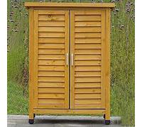 Armadietto portaoggetti da esterno in legno massello, capanno for attrezzi da giardino resistente alle intemperie, box da giardino impermeabile con serratura, organizer(A)