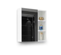 Armadietto portaoggetti da parete bianco con ripiano per penne a specchio singolo armadietto da bagno a 1 anta per l'organizzazione del bagno e del bagno