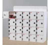 Armadietto portaoggetti da parete con 20 slot per telefoni cellulari, dispositivo portatile, elegante stazione di ricarica per cellulare, design salvaspazio