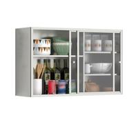Armadietto portaoggetti da parete in acciaio inox, con ripiani regolabili, per cucina, bagno, garage, ufficio e dispensa (65 x 20 x 45 cm)
