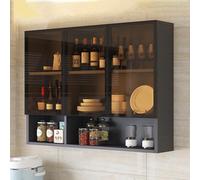 Armadietto portaoggetti da parete in vetro con maniglia nascosta per bagno, soggiorno, cucina, design elegante, salvaspazio, soluzione moderna per la casa