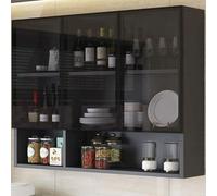 Armadietto portaoggetti da parete per bagno in legno massello con ante in vetro per cucina, balcone, servizi igienici, soluzioni di organizzazione e archiviazione eleganti e funzionali per la casa