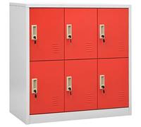 Armadietto portaoggetti in metallo alto 93 cm, con ante bloccabili, 2 ripiani, per ufficio, scuola, studio o spogliatoio, soluzione per garage rosso
