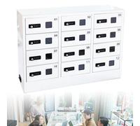 Armadietto Portaoggetti in Metallo con 12 Scomparti per Cellulari, Stazione di Ricarica per Cellulari con Porte di Ricarica 3 in 1 e Serratura a Combinazione per Ufficio, Aula, Sale Conferenze