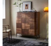 Armadietto portaoggetti moderno in legno di noce, stile scandinavo con design geometrico impiallacciato, credenza soggiorno contemporanea