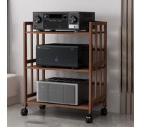 Armadietto portaoggetti multimediale a 4 livelli, mensola angolare per componenti AV, apparecchiature video e audio, supporto per giradischi, perfetto per soggiorno, sala giochi e studio musicale