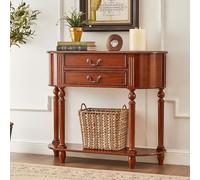 Armadietto portaoggetti per chiavi,Tavolo d'ingresso in legno massello,piano d'ingresso,mobiletto semicircolare da parete per ingresso,Adatto a soggiorni,ingressi(Light walnut,100cm/39.4in)