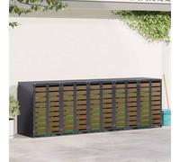 Armadietto portaoggetti per pattumiere, esterno antracite, con ruote, design estensibile ventilato per 3 bidoni della spazzatura, deposito robusto impermeabile per giardino terrazzo.