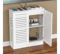 Armadietto portaoggetti per router WiFi, in PVC, traspirante, per decoder TV e apparecchiature multimediali via cavo (89 x 80 x 30 cm, bianco)