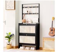 Armadietto portaoggetti per scarpe, 3 cassetti flip organizer autonomo, con doppia fila ganci, scarpiera stretta, scarpiera sottile nascosta per ingresso/corridoio, 152 × 50 cm/60 × ×