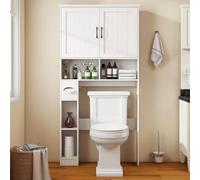 Armadietto portaoggetti sopra il WC, armadietto portaoggetti da mettere sopra il WC con porta fienile e supporto per carta igienica, per la casa, salvaspazio, per bagno, bagno, lavanderia.