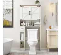 Armadietto portaoggetti sopra il WC, con 2 porte e supporto per carta igienica, salvaspazio, per lavanderia, bagno, bagno