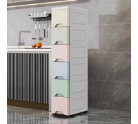 Armadietto portaoggetti sottile alto e stretto, multifunzione, con cassetti, per cucina e bagno, design salvaspazio, soluzione elegante per organizzazione, ideale per piccoli spazi