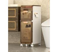 Armadietto portaoggetti sottile da bagno, impermeabile, da mettere sotto il lavello, porta carta igienica, soluzione compatta per riporre oggetti da cucina, 25 cm di larghezza x 37,5 cm di profondità