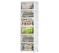 Armadietto portaoggetti stretto con ante e ruote, grande capacità, organizer verticale per cucina, soggiorno, camera da letto, corridoio