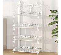 Armadietto portaoggetti stretto in metallo, libreria pieghevole a 3 ripiani, per casa, ufficio, camera da letto e soggiorno, non richiede montaggio, libreria portatile (bianco, 88 cm)