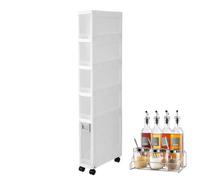 Armadietto portaoggetti stretto | Organizer alto e sottile con cassetti - Armadietto da cucina con ruote, per cucina, lavanderia, ingresso, camera da, angolo ufficio, sala da pranzo, lavello