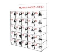 Armadietto portaoggetti trasparente da parete, in acrilico, 50 scomparti, con serratura e chiavi, per telefoni cellulari, ideale per uffici, scuole e spazi commerciali