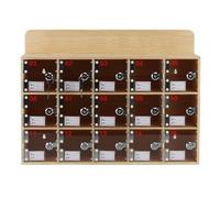 Armadietto portatile da parete in legno per telefoni cellulari con ante in acrilico trasparente, armadietto autonomo per ufficio/classe, 32,4 x 18,8 x 22,9 cm