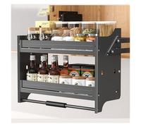 Armadietto regolabile a 2 ripiani estraibile, salvaspazio, per portaspezie e armadietti superiori, perfetto per bar e caffetterie di casa, colore: grigio, 710 x 260 x 530 mm
