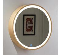 Armadietto rotondo da bagno con specchio, 50/60/70 cm, montaggio a parete, in legno, nero, armadietto per medicinali, elegante organizer da bagno per articoli da toeletta ed elementi essenziali