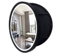 Armadietto rotondo da bagno con specchio, 50/60/70 cm, montaggio a parete, in legno, organizer per bagno nero, armadietto per medicine, elegante e funzionale, design salvaspazio