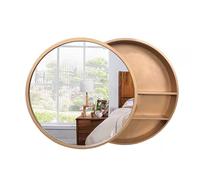 Armadietto rotondo da bagno con specchio, in legno, ad alta definizione, montaggio a parete, nessun montaggio necessario, ideale per asciugamani, accessori per lavello e articoli da toeletta (B, 60 x