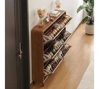 Armadietto Scarpe a Scomparsa in Bambù Scarpiera Con Fori di Ventilazione Scaffale per Scarpe da Ingresso Spazio Risparmiato in Piedi Libero Flip Cassettiera,N (Size:62x17x118.5 cm)