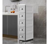 Armadietto sottile e stretto, cassettiera multifunzionale per cucina e bagno, design salvaspazio per organizzare gli oggetti essenziali, soluzione versatile