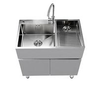 Armadietto sottolavello con lavello in acciaio inossidabile, piano di lavoro per lavanderia, garage, giardino e bagno, asse destra 80 x 48 cm, soluzione di archiviazione durevole ed elegante