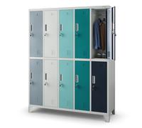 Jan Nowak Armadietto spogliatoio Armadio metallico con 10 Scomparti Fessure di ventilazione Rivestimento in polvere 172 cm x 136 cm x 45 cm (Multicolore)