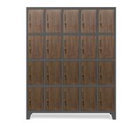 Domator Armadietto spogliatoio Armadio metallico con 20 Scomparti Fessure di ventilazione Rivestimento in polvere 172 cm x 136 cm x 45 cm (Aspetto legno antracite)