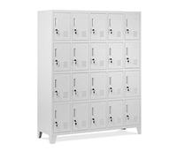 Armadietto spogliatoio Armadio metallico con 20 Scomparti Fessure di ventilazione Rivestimento in polvere 172 cm x 136 cm x 45 cm (Grigio)