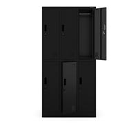 Jan Nowak armadietto armadietto spogliatoio armadietto armadietto metallico armadio 6 scomparti 185 cm x 90 cm x 45 cm 'Igor', nero