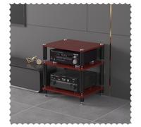 Armadietto stereo in teak - Supporto multimediale a 3 livelli per Home Office Audio Video Component Storage Record Player Holder Shock-Absorbing AV Equipment Rack