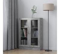 Armadietto Vetrina Grigio Cemento 82,5x30,5x115 cm Multistrato (30,2 kg)-Mobili