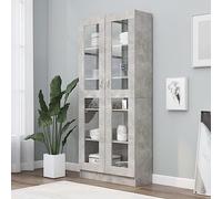 Armadietto Vetrina Grigio Cemento 82,5x30,5x185,5cm Multistrato (48,2 kg)-Mobili