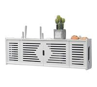 Armadietto WiFi montato a parete, mensola sospesa per TV set-top box bianco (76 x 12 x 24 cm), abbellisci e decora il tuo soggiorno con questo elegante scaffale schermato